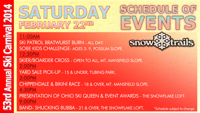 53rd Annual Winter Ski Carnival at Snow Trails- Saturday Schedule of Events