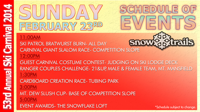 53rd Annual Winter Ski Carnival at Snow Trails- Sunday Schedule of Events