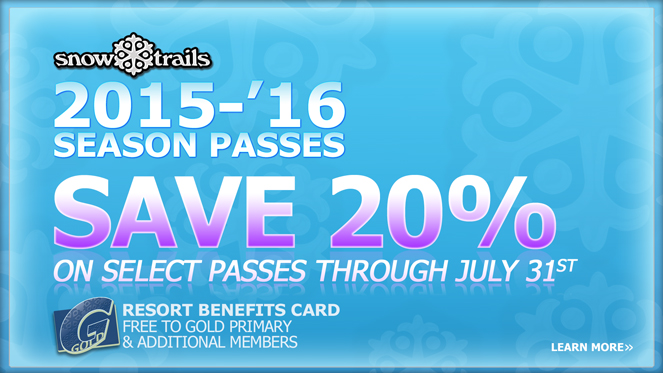 Save 20% on Select Snow Trails Season Passes through July 31st