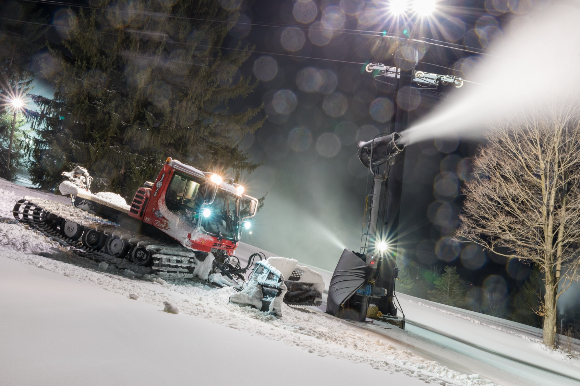 Snowmaking Continues in March, Never Before in Snow Trails History