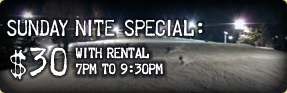 Sunday Nite Special: $30 With Rental 7PM to 9PM