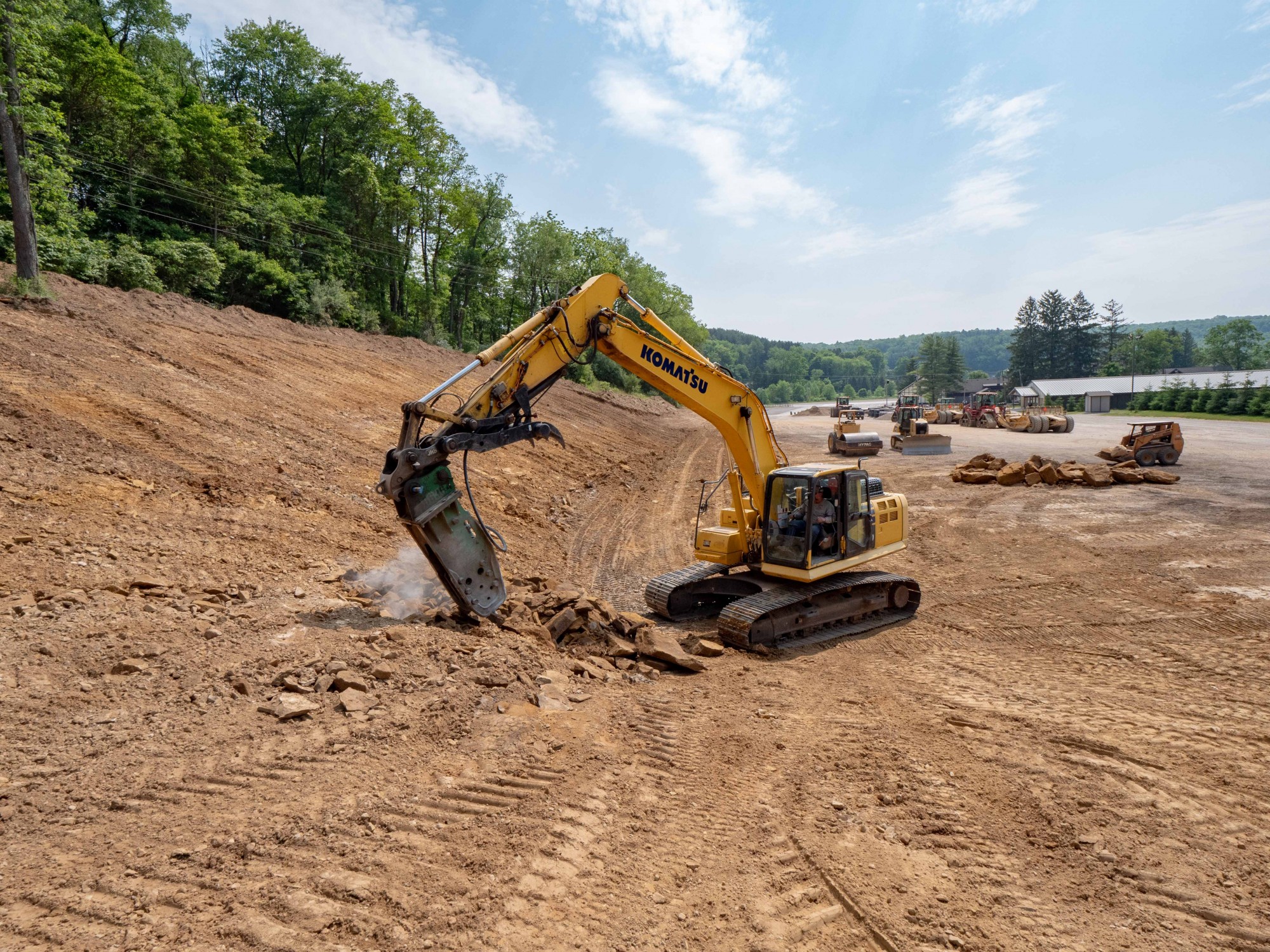 Excavator Hydraulic Breaker Chisel West Parking Lot Expansion at Snow Trails Ohio