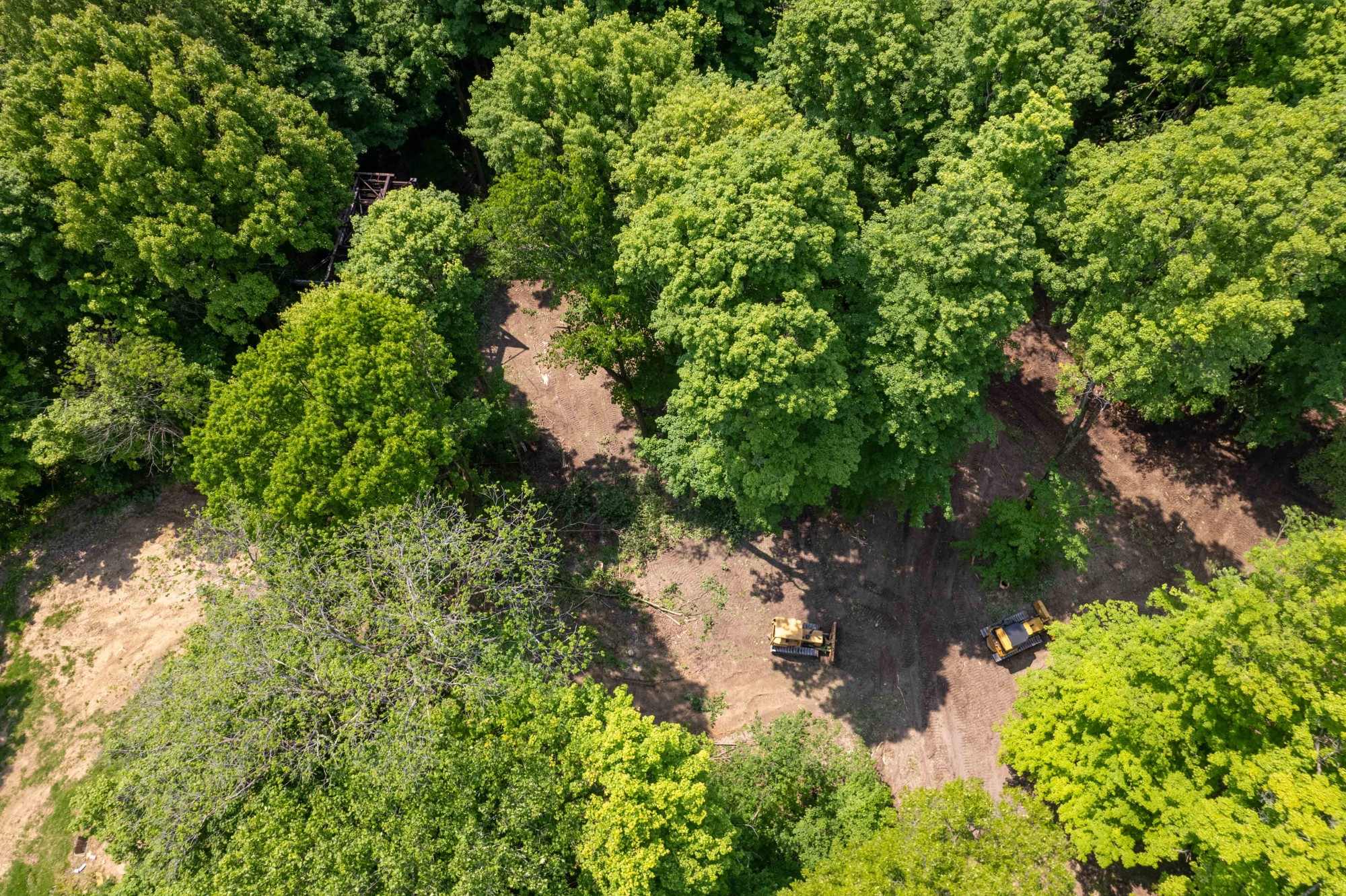 Aerial View of Tree Clearing for New Ridgeline Trail for 2023-2024 - Snow Trails in Ohio