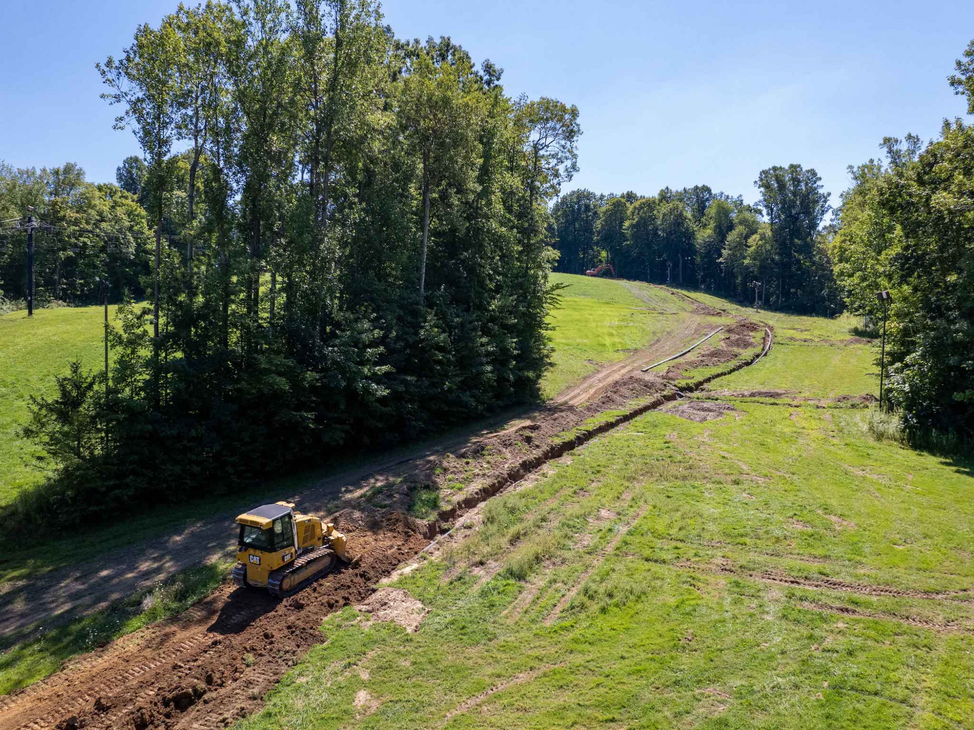 Burying Steel Pipeline for Snowmaking Improvements on West Woods Trail at Snow Trails Ohio