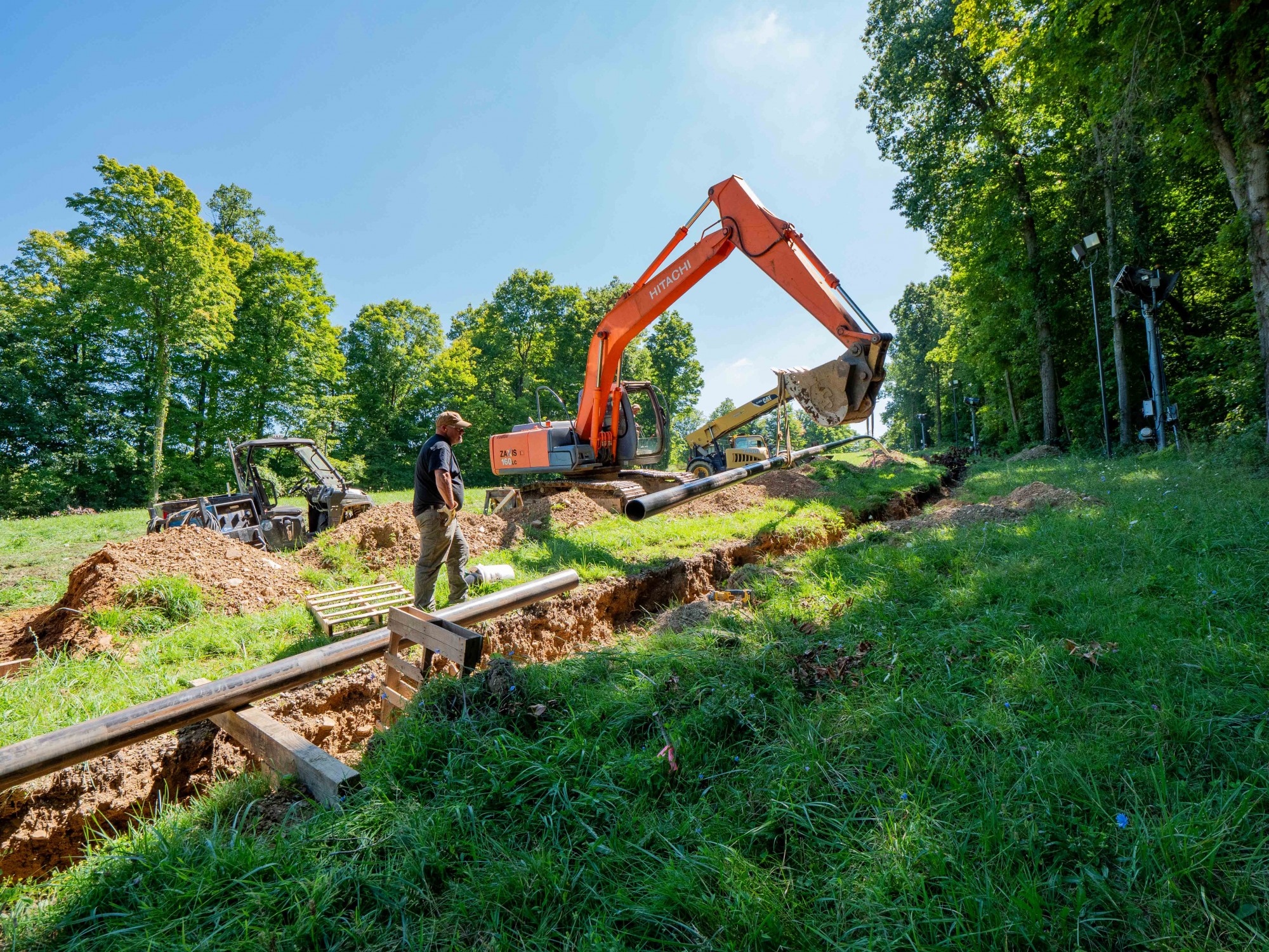 Steel Pipeline Placement for Snowmaking Improvements on West Woods Trail at Snow Trails Ohio