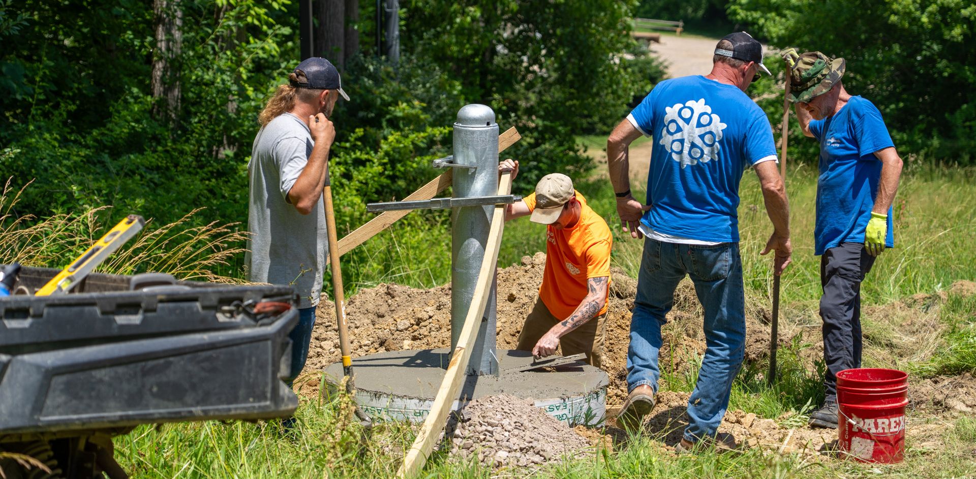 Finishing Poured Concrete Snow Gun Bases at Snow Trails Mansfield, Ohio