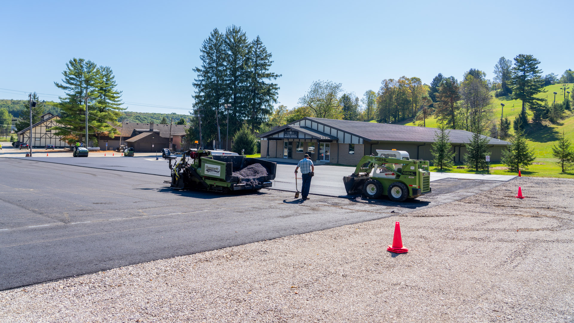 Paving Top Layer of Rental Center Parking Lot is underway at Snow Trails Mansfield, Ohio