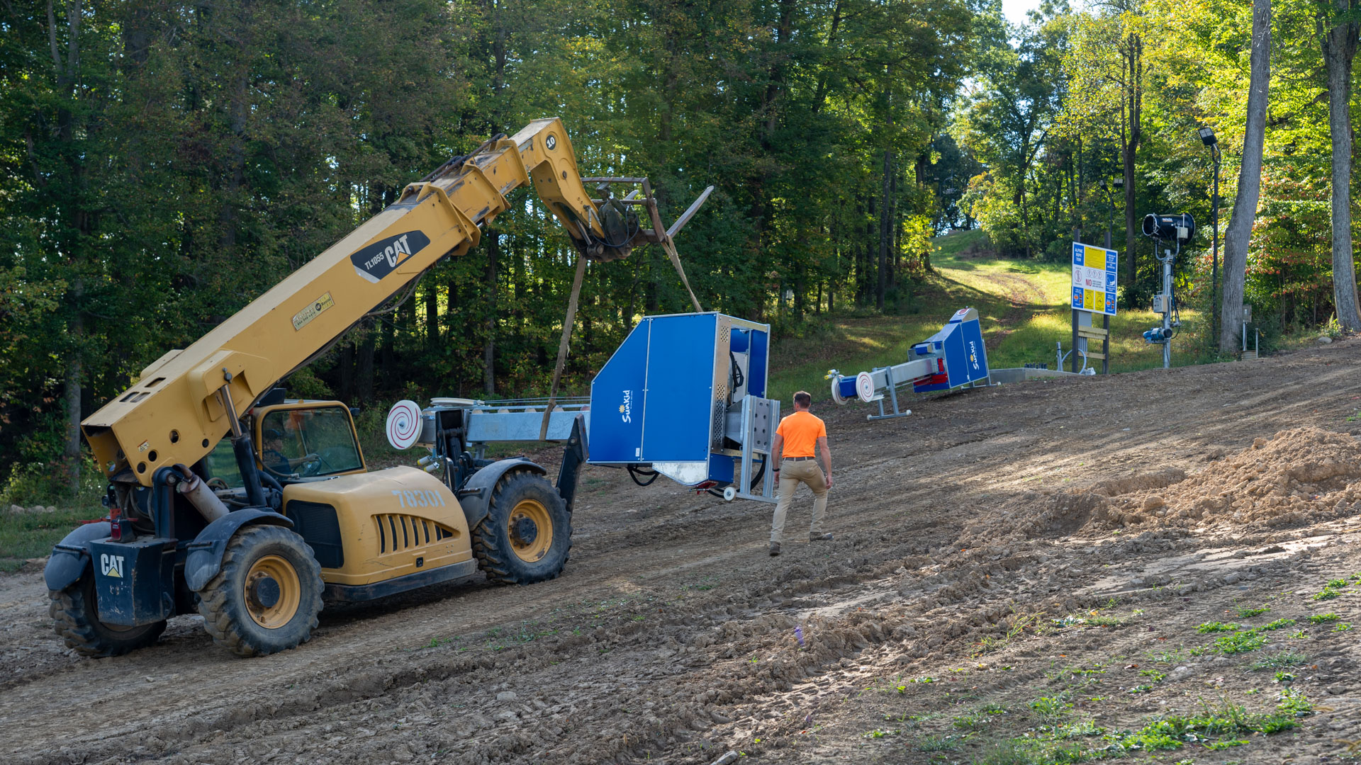 Transporting Top Terminal of New Rope Tow for Alpine and Progression Terrain Parks at Snow Trails Mansfield, OH