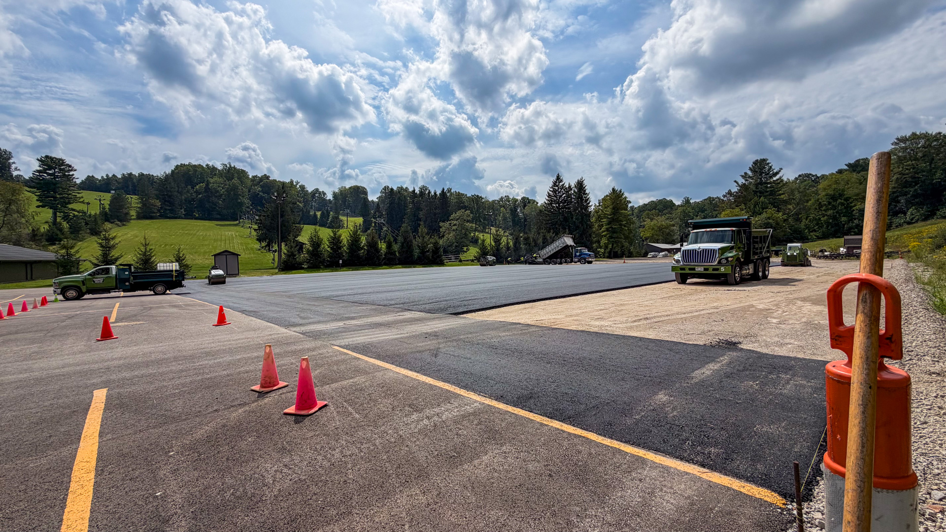 Rental Center Parking Lot Additional Paving looking Southwest at Snow Trails Mansfield, Ohio