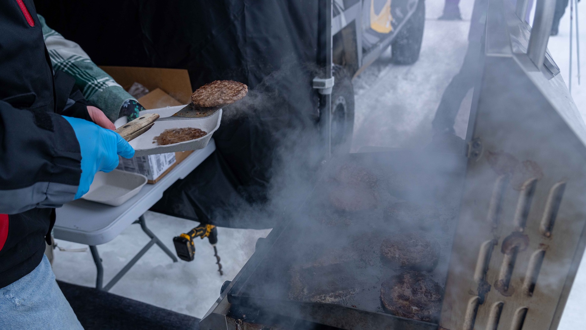 Burgers at Party In The Park - The Woods Terrain Park Snow Trails Mansfield, Ohio