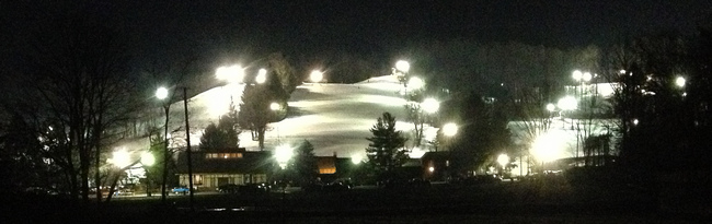 Late Night on the Slopes and in the Tubing Park at Snow Trails