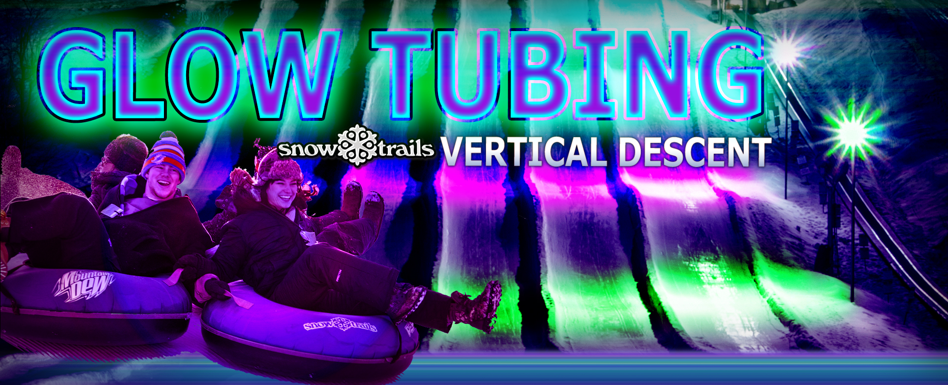 Glow Tubing at Vertical Descent Tubing Park at Snow Trails