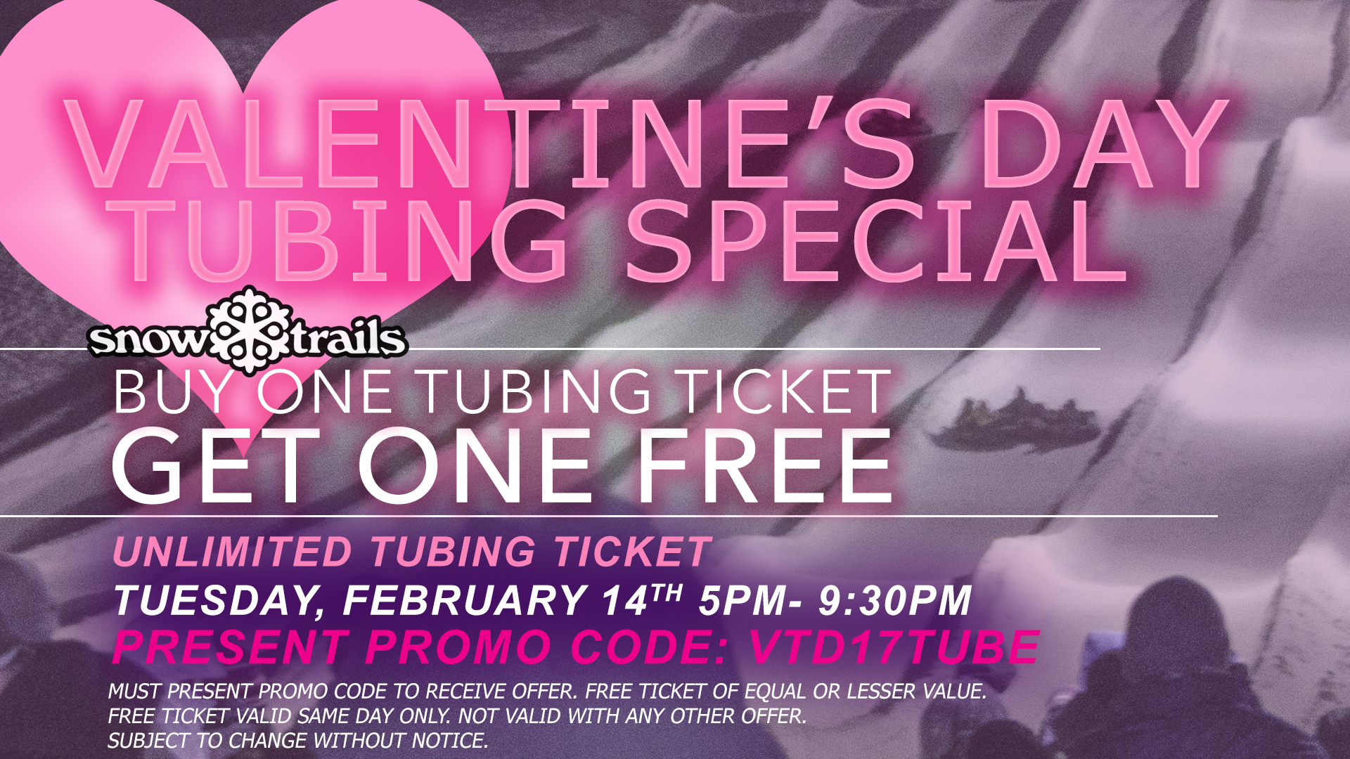 Valentine's Day Tubing Special at Snow Trails Mansfield, OH