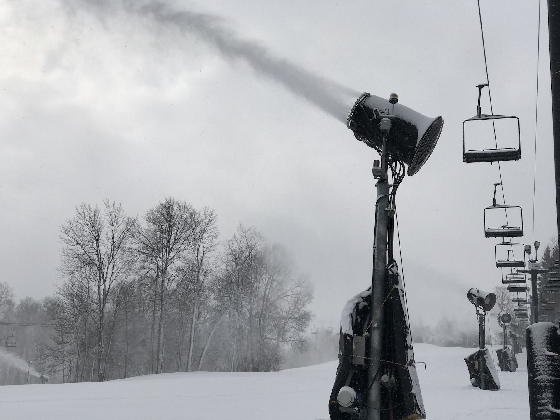 Snowmaking on our Competition Slope here at Snow Trails in Mansfield, Ohio
