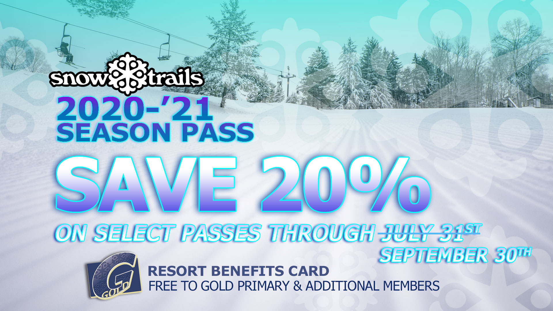 Save 20% on select Snow Trails Season Passes through September 30th